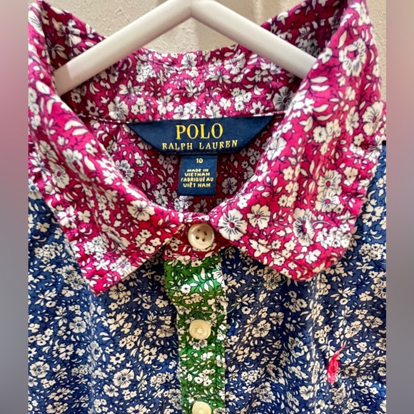 Polo by Ralph Lauren Floral Cotton Shirtdress Buttoned Placket Girls Size 10 - Picture 7 of 9